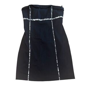 White House Black Market black sleeveless mini dress, white piping detail, 4.